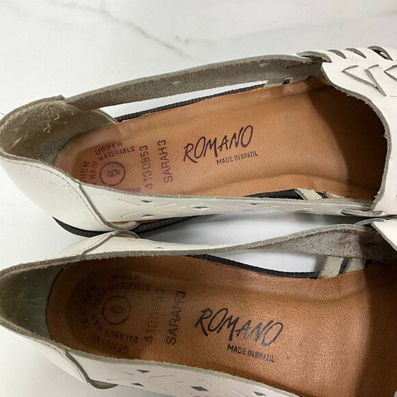 VINTAGE 80’s ROMANO Woven White Leather Sandals Flats - Picture 6 of 6